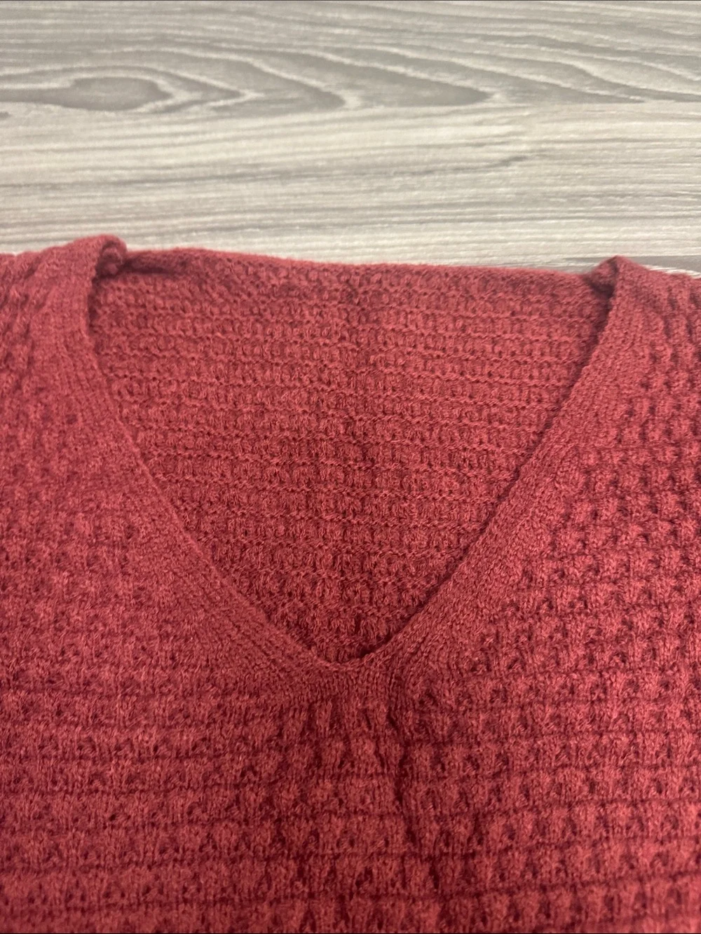 Cupshe Wine Red V-Neck Ribbed Knit Sweater Dress